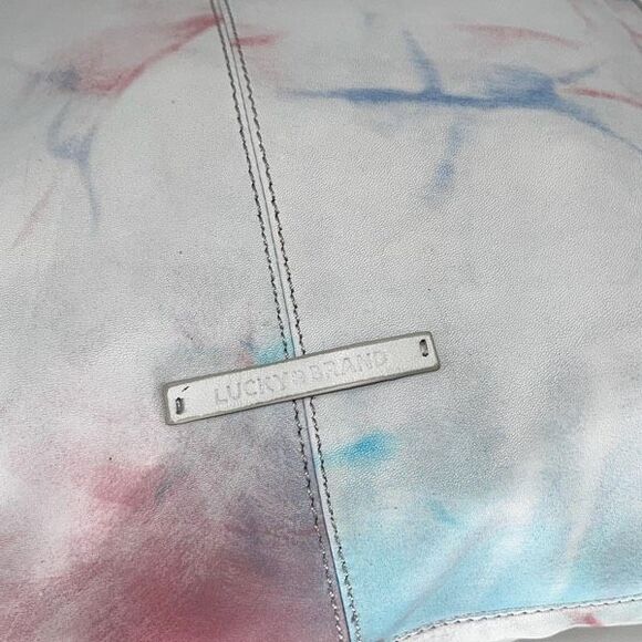 Lucky Brand Womens Leather Tie Dye Purse Tote Shoulder Bag White Pink Large NWOT - Picture 5 of 9
